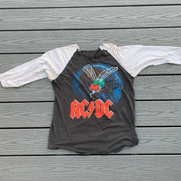 Vintage AC/DC 80s Tour Band Rock Shirt Raglan - Picture 1 of 4